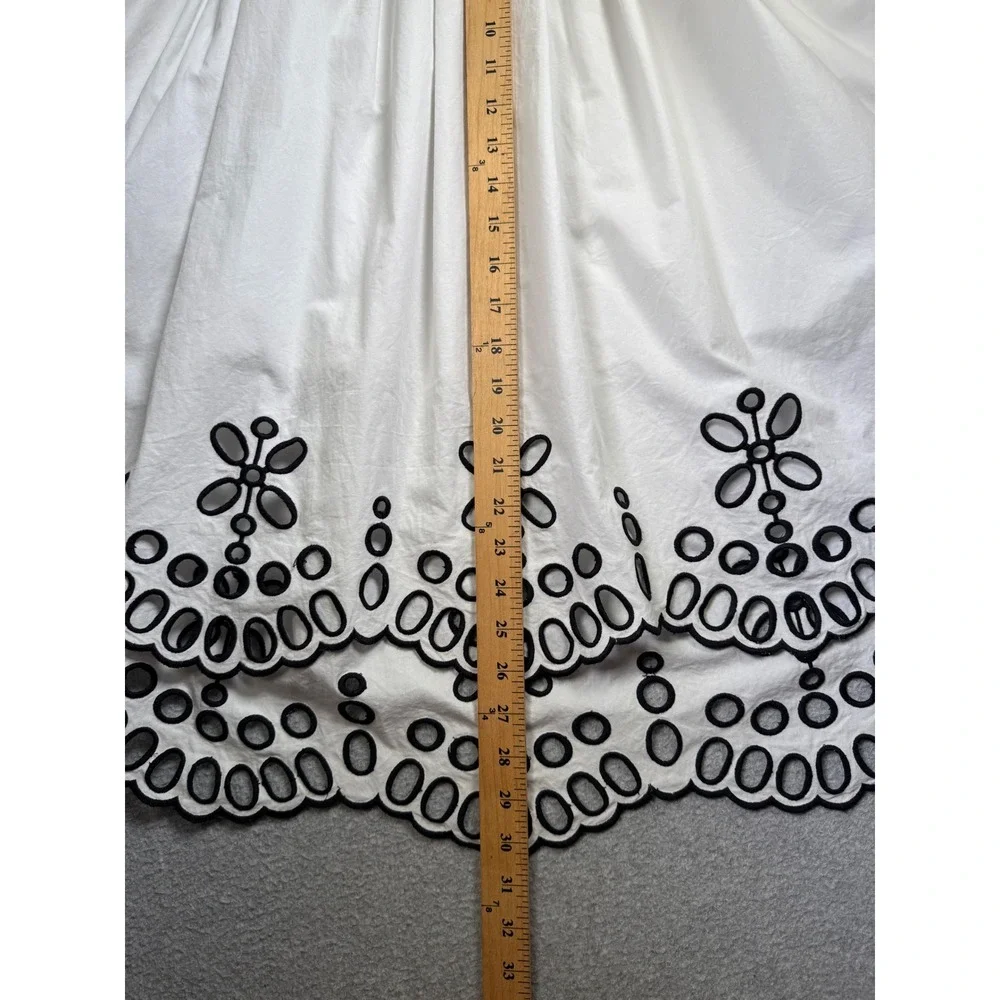 Anthropologie‎ Moulinette Soeurs Skirt Women Eyelet Scalloped Poplin Size 10